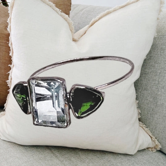 14K White Gold Ring with 2.55 CTW Aquamarine and Diopside Gemstones - Picture 5 of 8